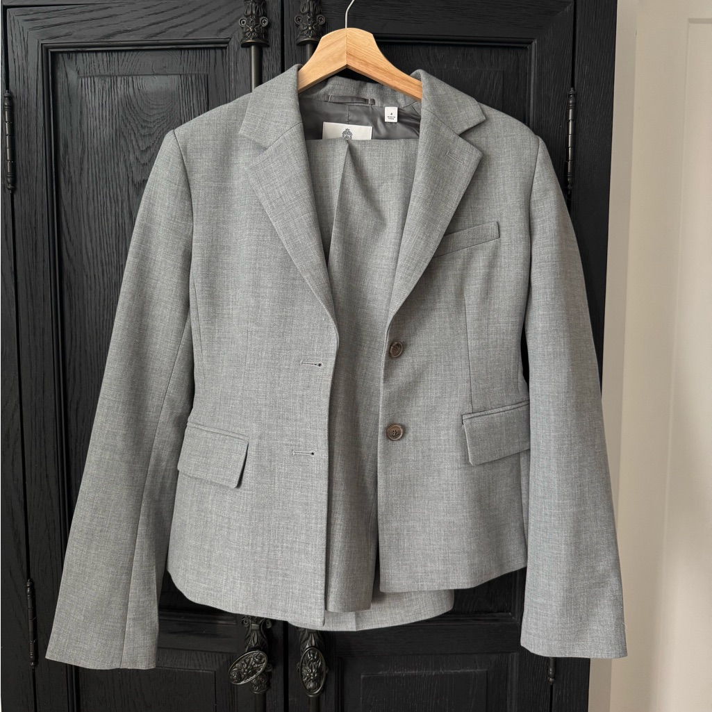 Babaton Light Gray Wool Blend Blazer